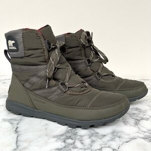 SOREL Women's Whitney Short Lace Up Waterproof Snow Boots Green Size 7.5